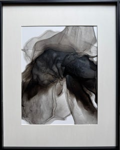 Untitled II - abstract painting, made in black, grey color, 2025