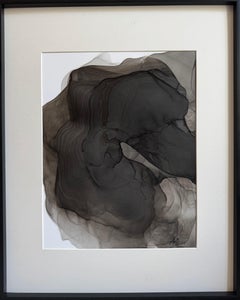 Ephemeral composition VI – abstraktes Gemälde in schwarzer, grauer Farbe