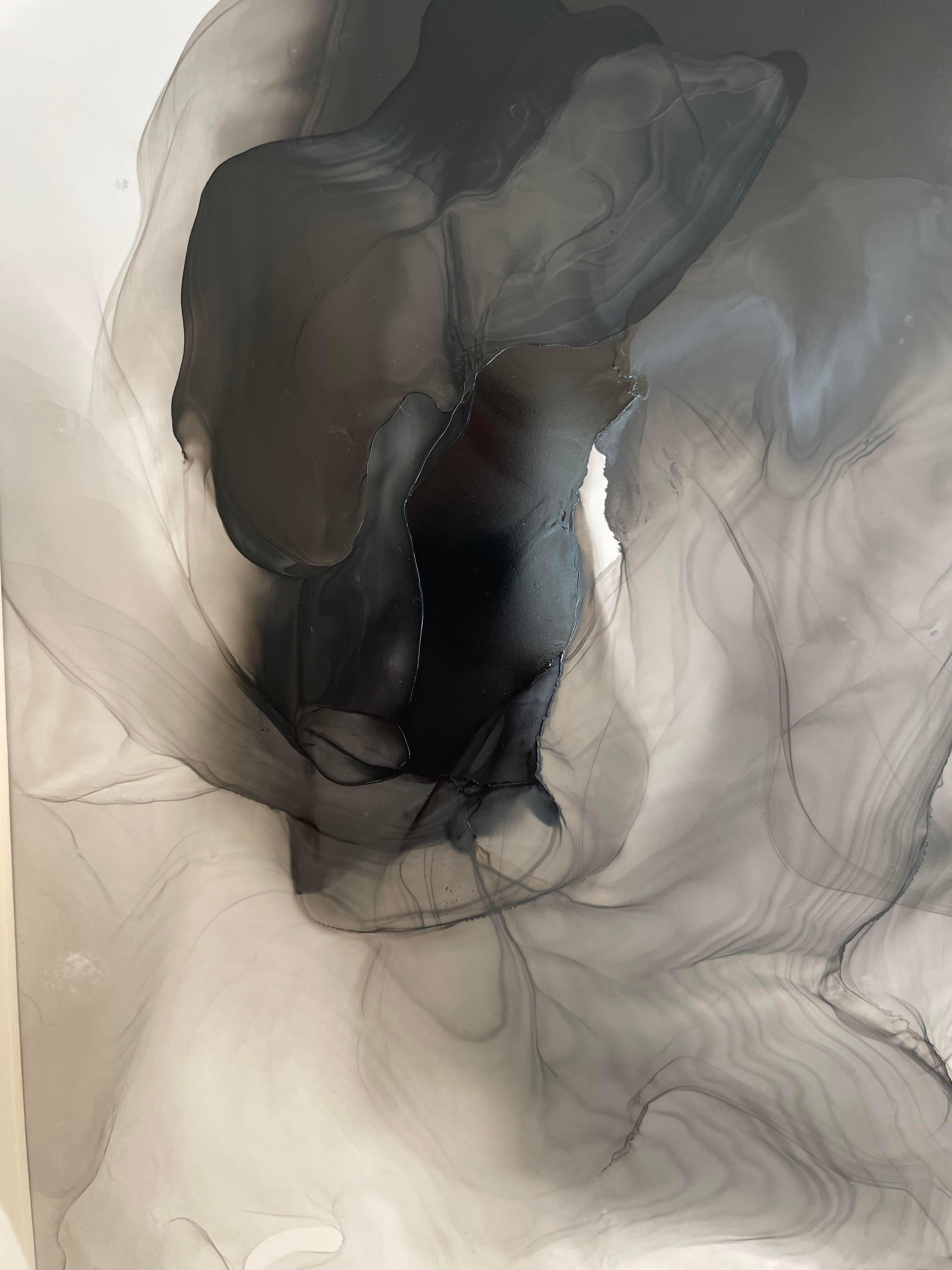 Ohne Titel – abstraktes Gemälde in schwarzer, grauer Farbe – Painting von Mila Akopova
