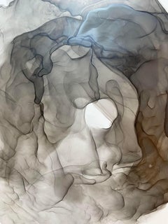 Composition éphémère - peinture abstraite, réalisée en noir et gris