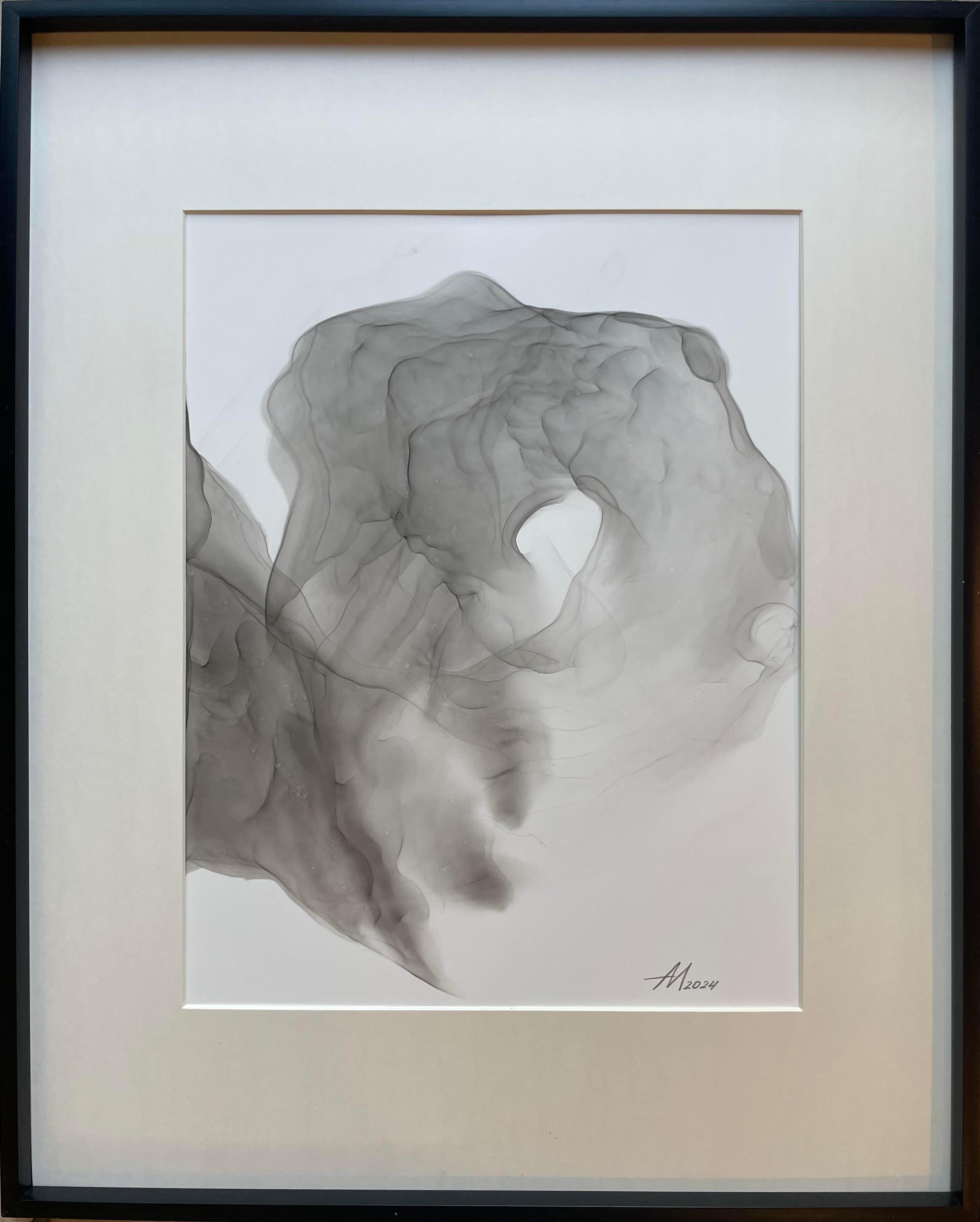 Ephemeral composition II – abstraktes Gemälde in schwarzer, grauer Farbe