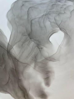 Ephemeral composition II - abstract painting, made in black, grey color