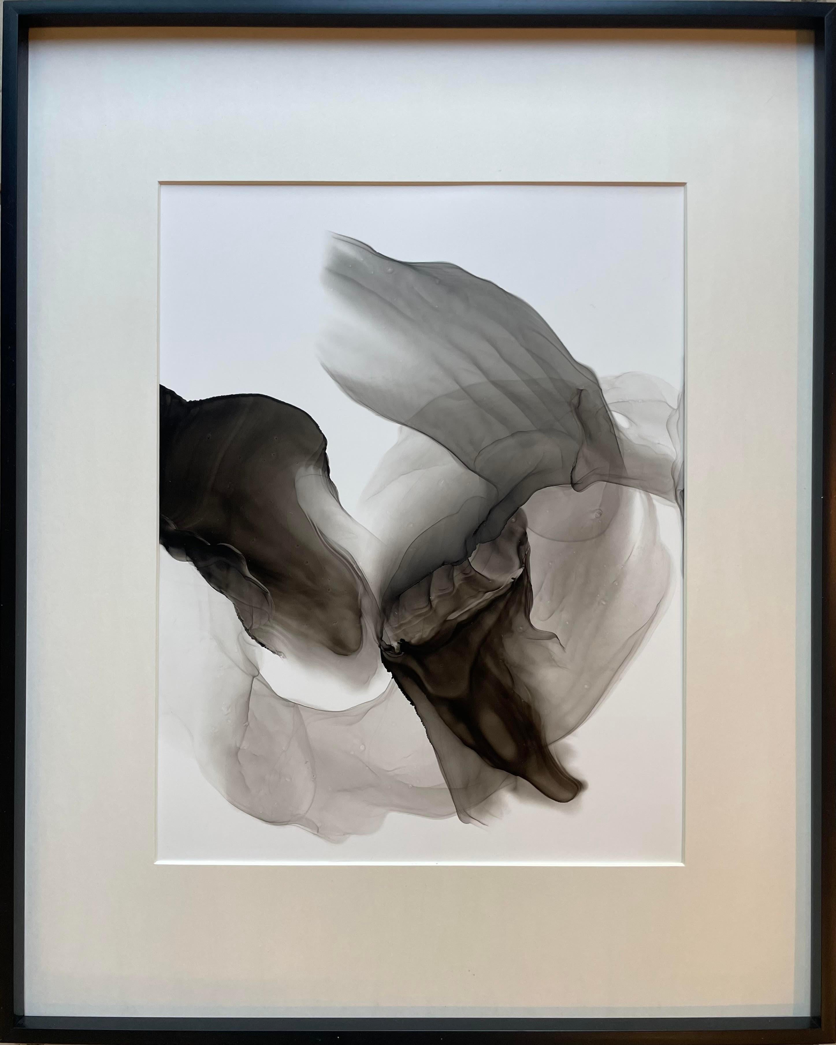 Mila Akopova Abstract Drawing - Ephemeral composition III - abstract painting, made in black, grey color