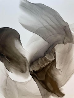 Composition éphémère III - peinture abstraite, réalisée en noir, gris