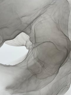 Deep II - dipinto astratto, realizzato in nero e grigio