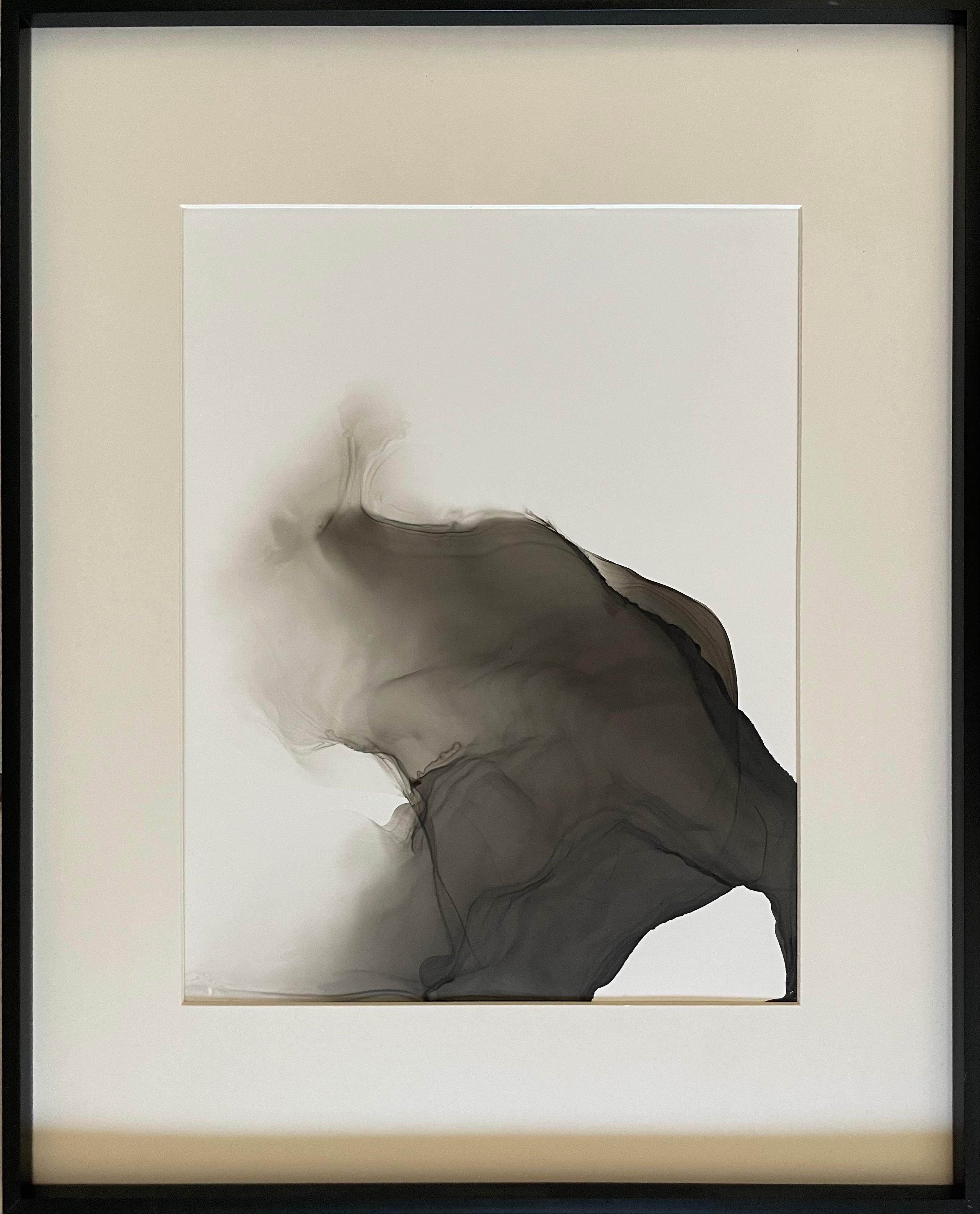 Mila Akopova Abstract Painting - Untitled II - abstract painting, made in black, grey color