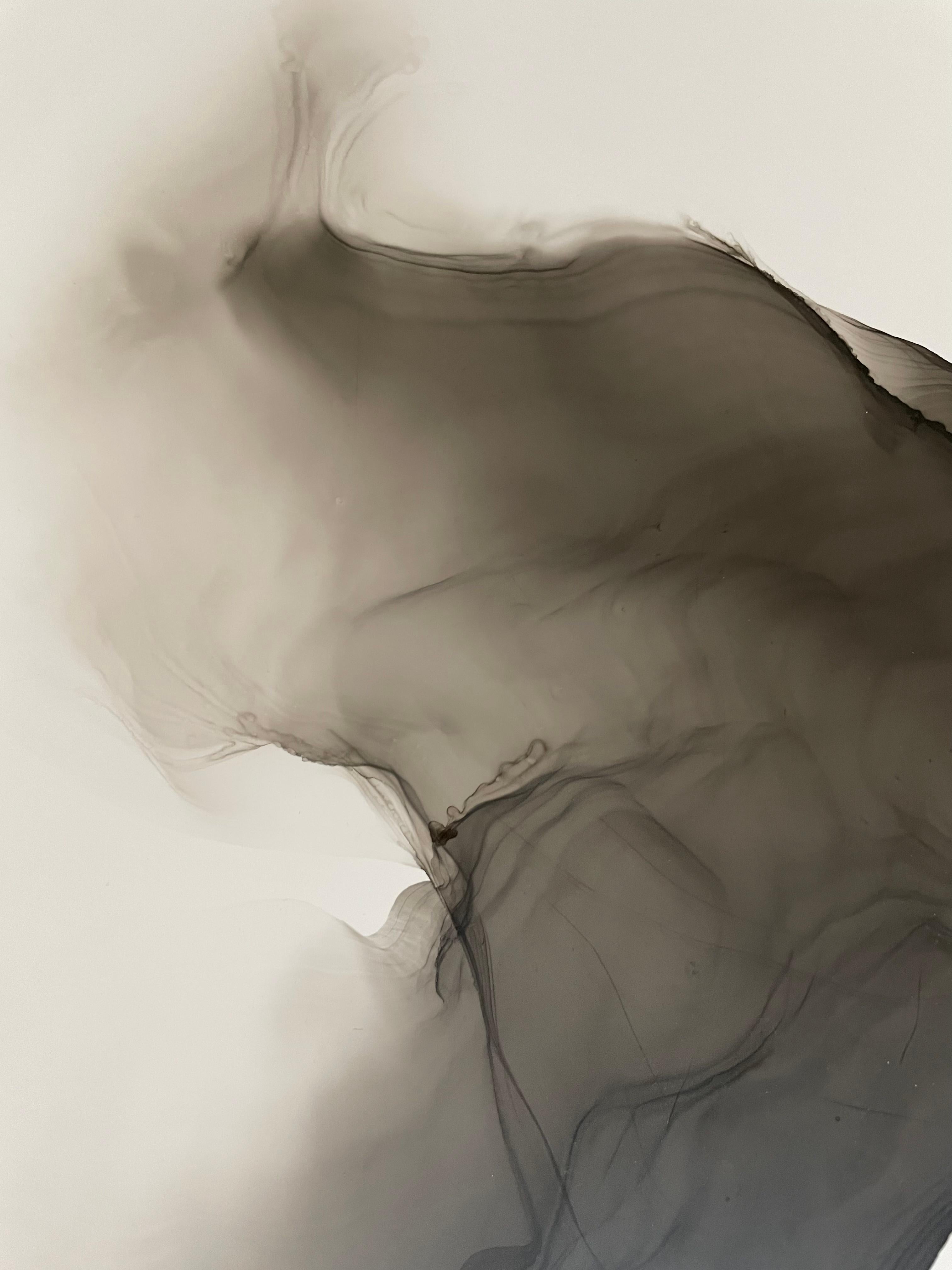 Ohne Titel II – abstraktes Gemälde, in schwarzer, grauer Farbe gemalt – Painting von Mila Akopova