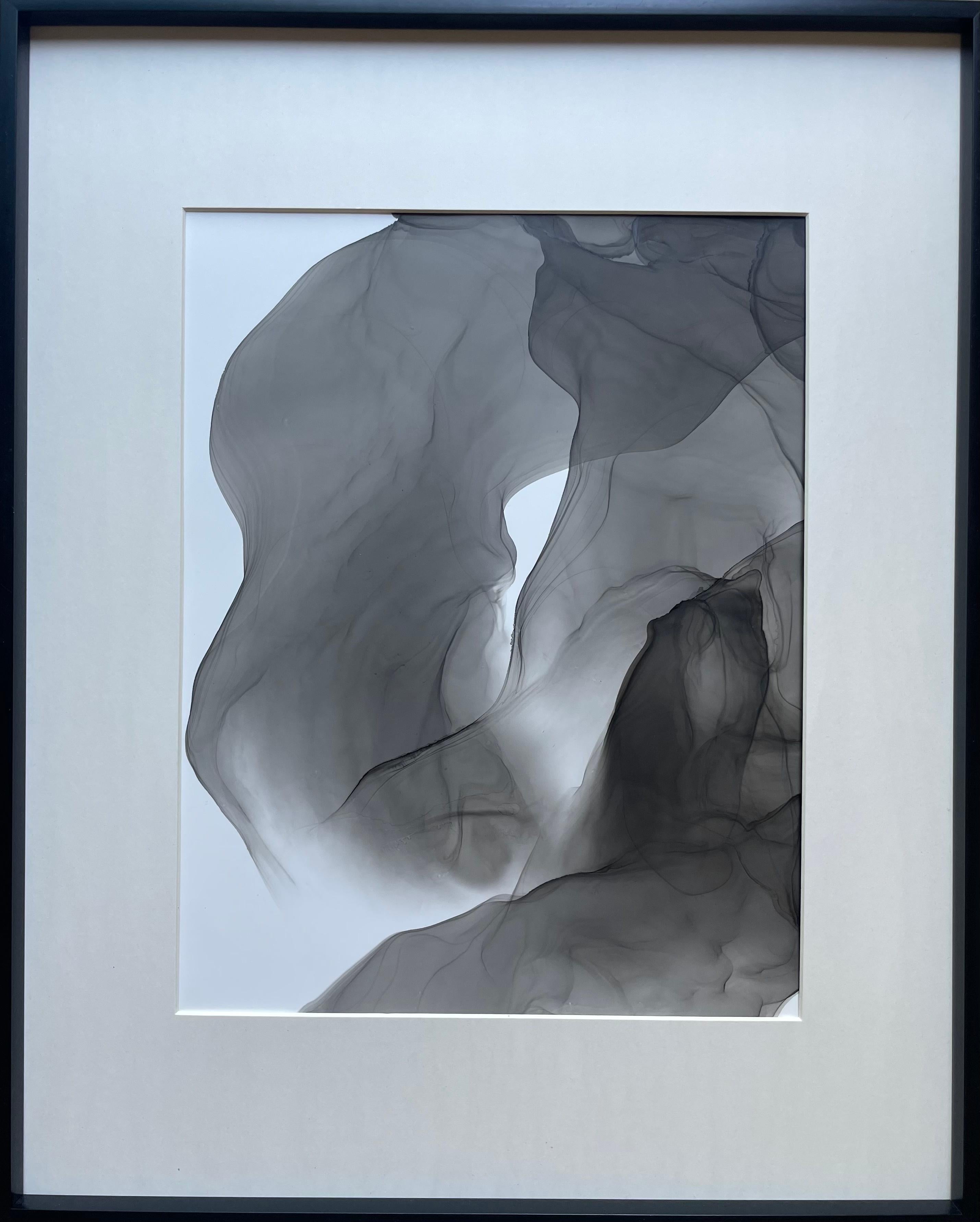 Ephemeral composition III – abstraktes Gemälde in schwarzer, grauer Farbe – Painting von Mila Akopova