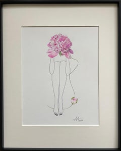 Monsieur Jules Elite Peony - line drawing woman figure with flower