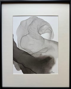 Transformation - abstract painting, made in black, grey color, 2024