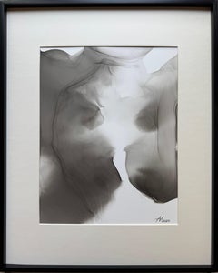 Untitled - abstract painting, made in black, grey color, 2024