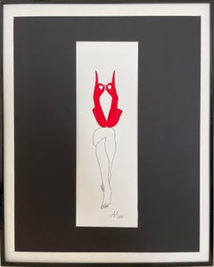 Female control - line drawing figure with red gloves