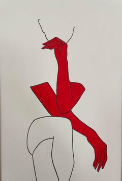 Challenge - line drawing figure with red gloves