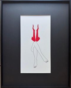 Nicht hören - Linienzeichnende Figur mit roten Handschuhen