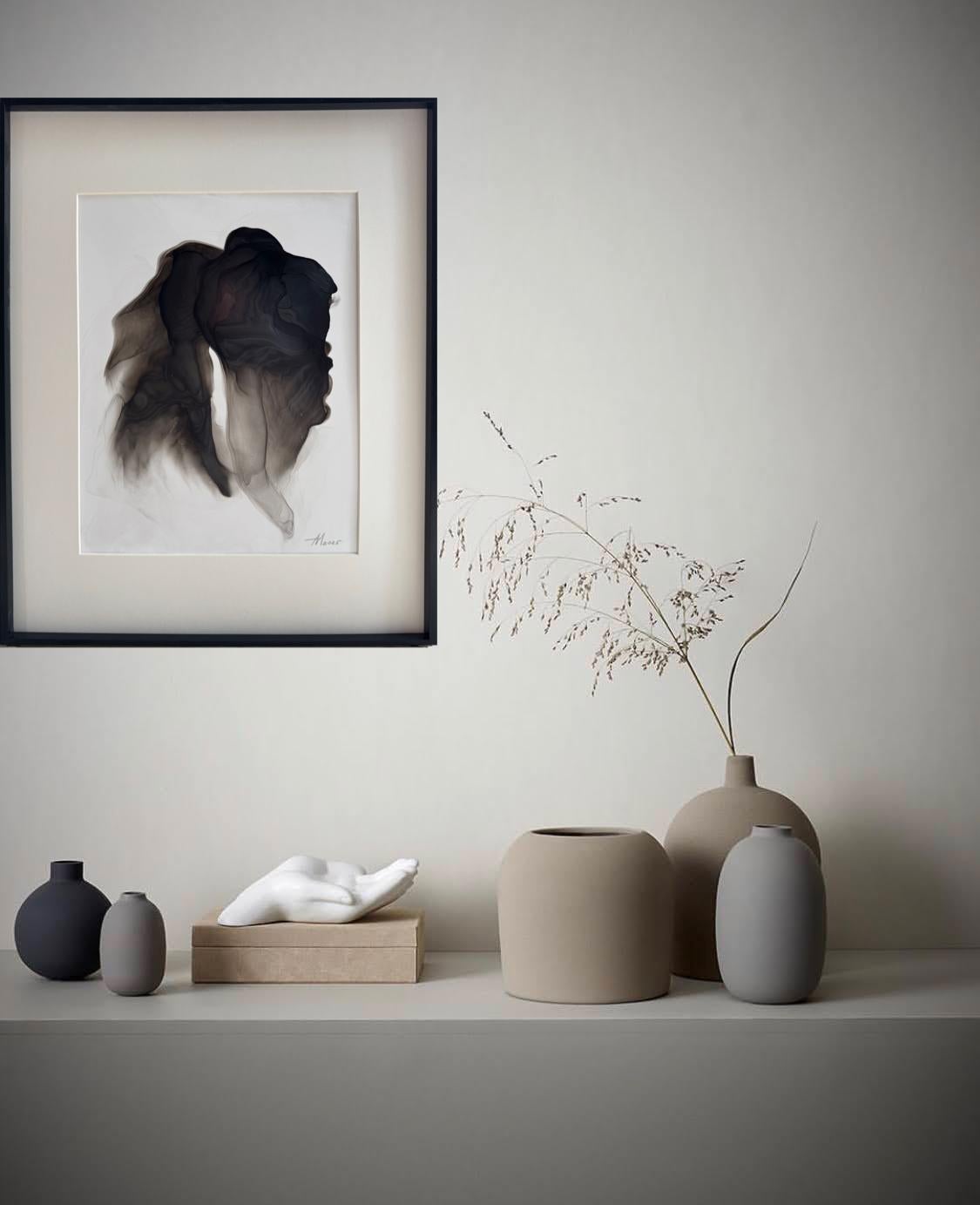 Light Dark - quadro astratto, realizzato in nero, grigio, beige, 2025 - Art Astratto di Mila Akopova