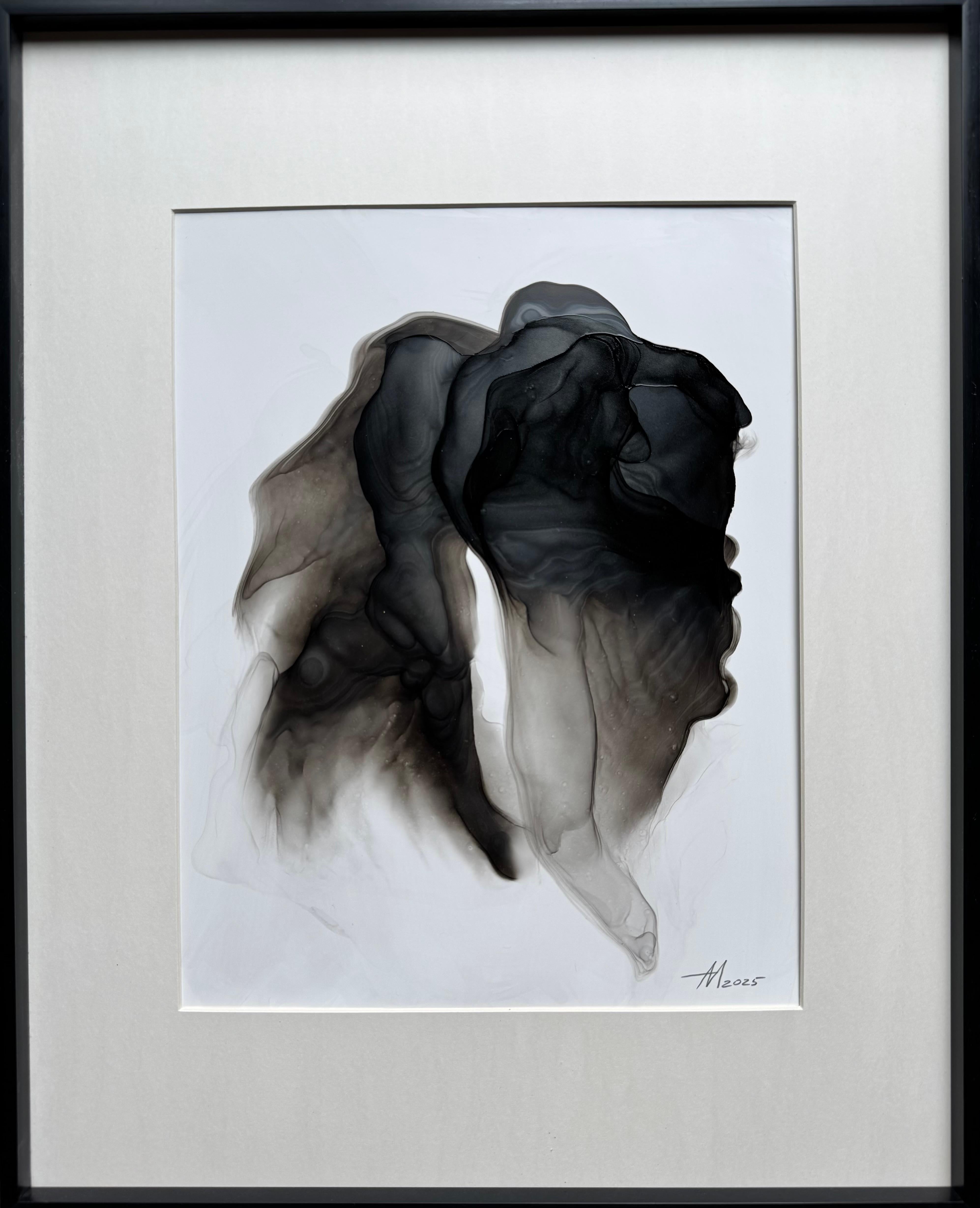 Abstract Drawing di Mila Akopova - Light Dark - quadro astratto, realizzato in nero, grigio, beige, 2025