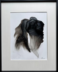 Light Dark - peinture abstraite, réalisée en noir, gris, beige, 2025