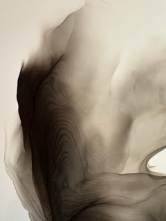 Ephemeral composition Iv - abstract painting, made in black, grey color