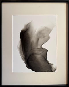 Composition éphémère Iv - peinture abstraite, réalisée en noir, gris
