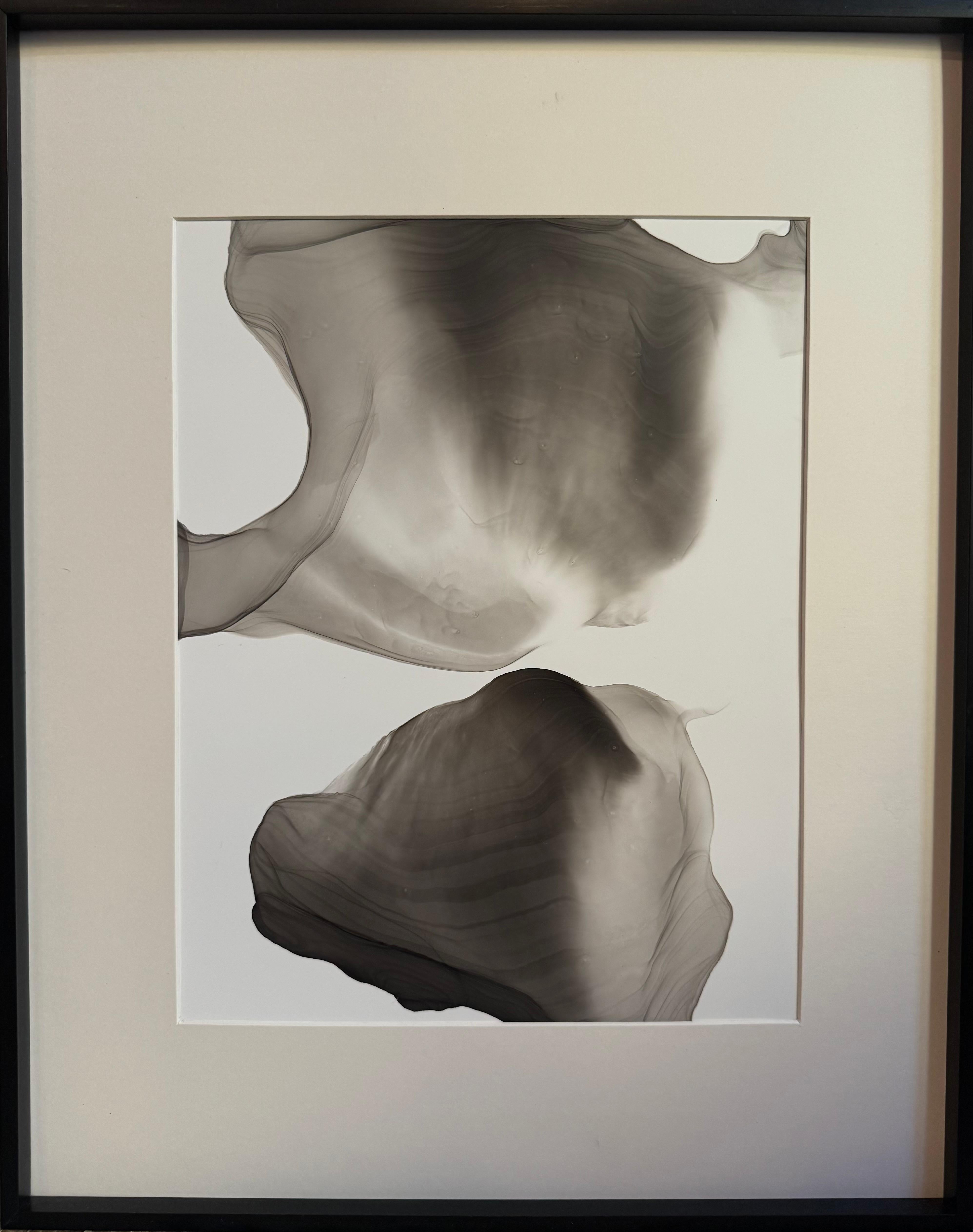 Ephemeral composition V – abstraktes Gemälde in schwarzer, grauer Farbe