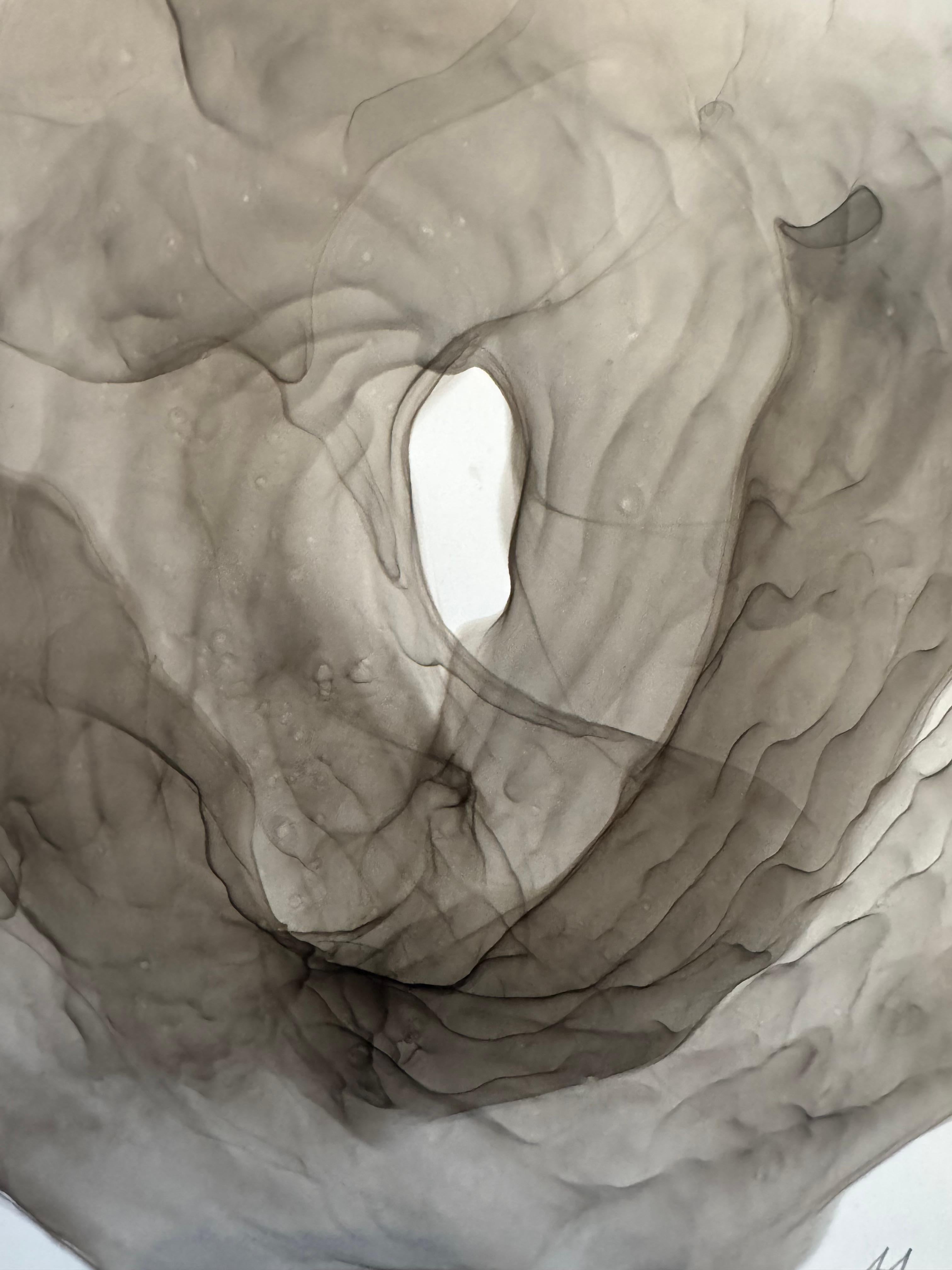 Whirlpool - abstract painting, made in black, grey color, 2025 - Art by Mila Akopova