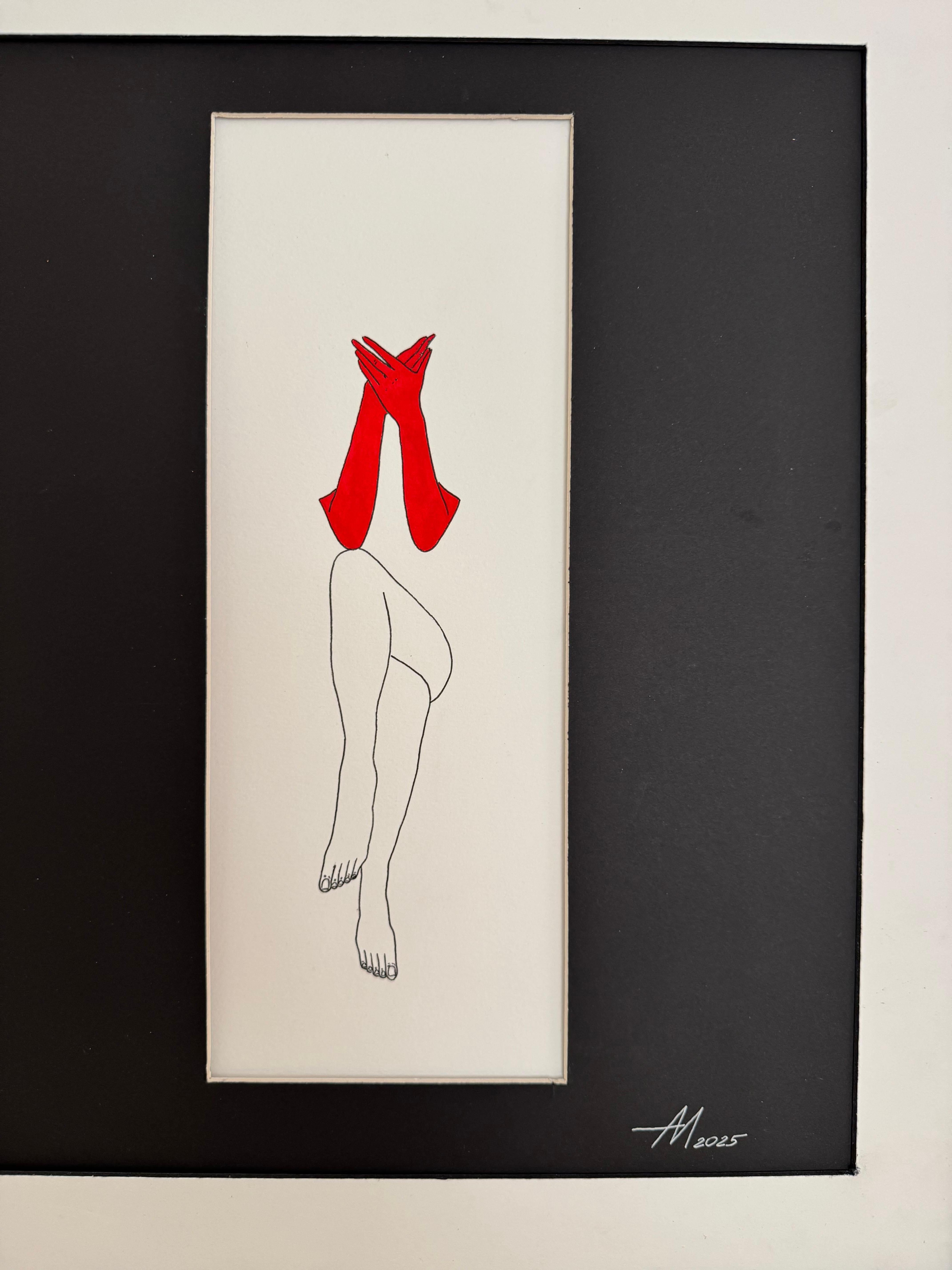 No ve, no oye, no habla -figura dibujada con guantes rojos en venta 1