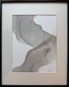 Flux - abstrait  peinture, réalisée en noir, gris