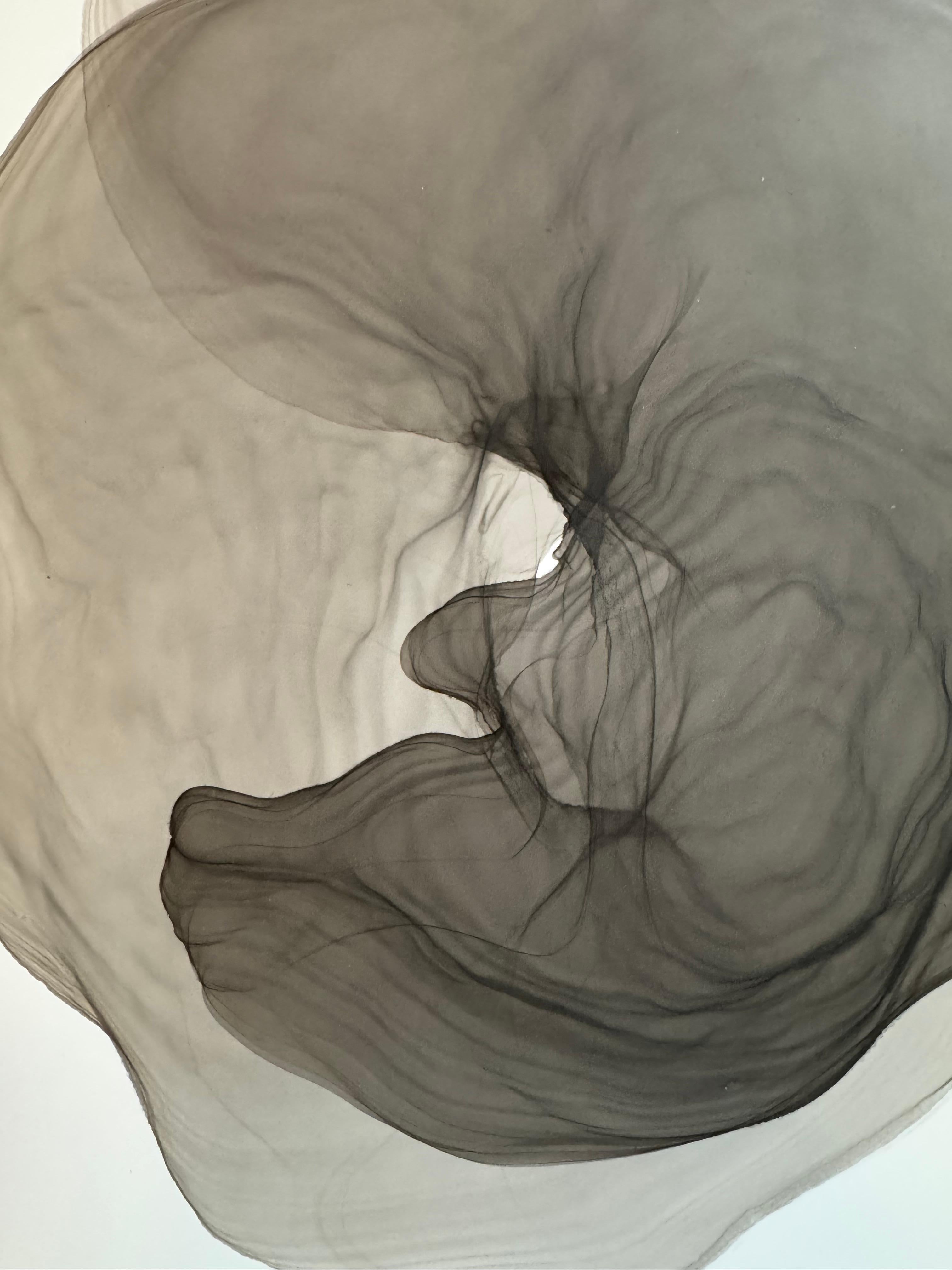 Mist of thought - abstract  painting, made in black, grey color, ink - Painting by Mila Akopova