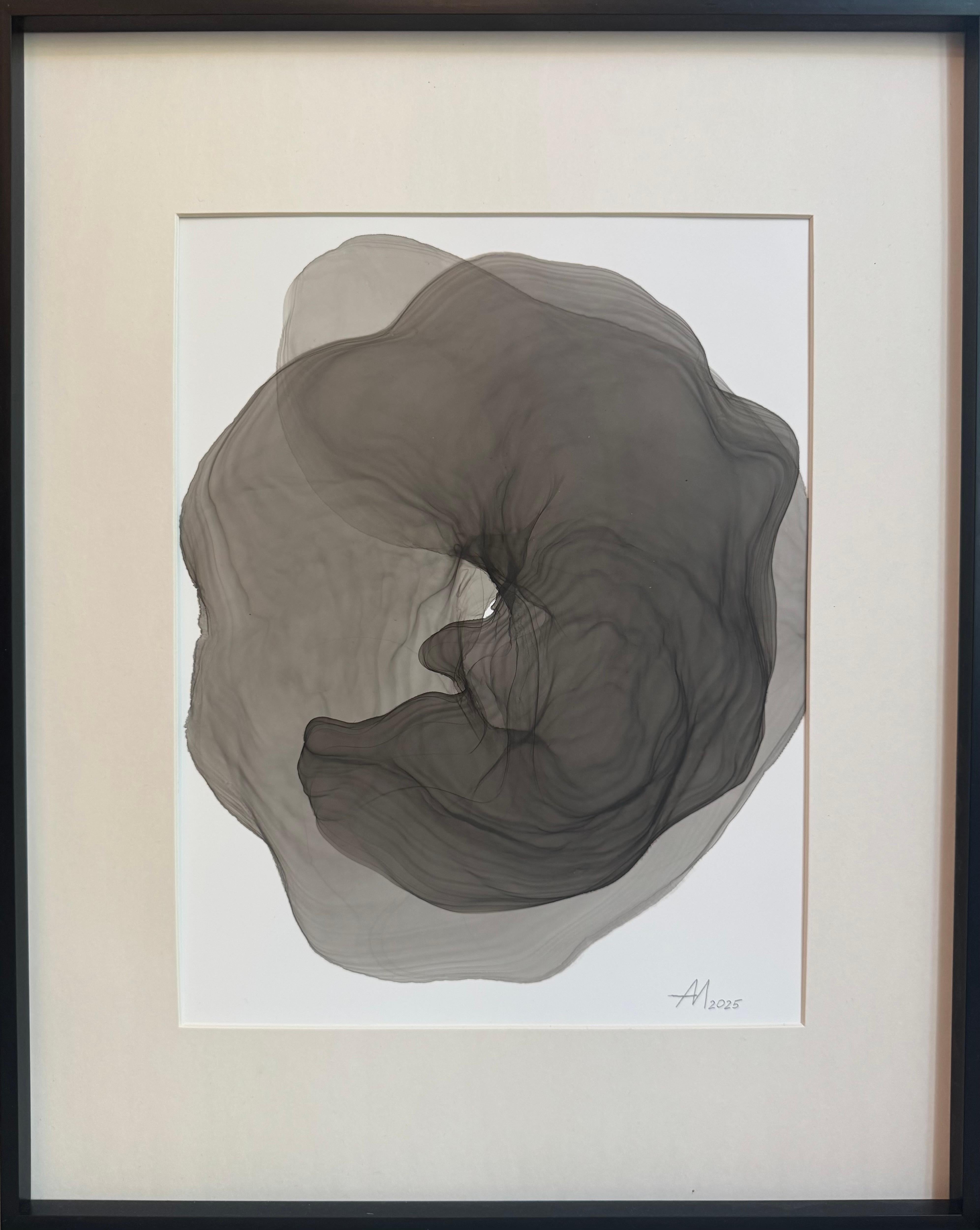 Mila Akopova Abstract Painting - Mist of thought - abstract  painting, made in black, grey color, ink