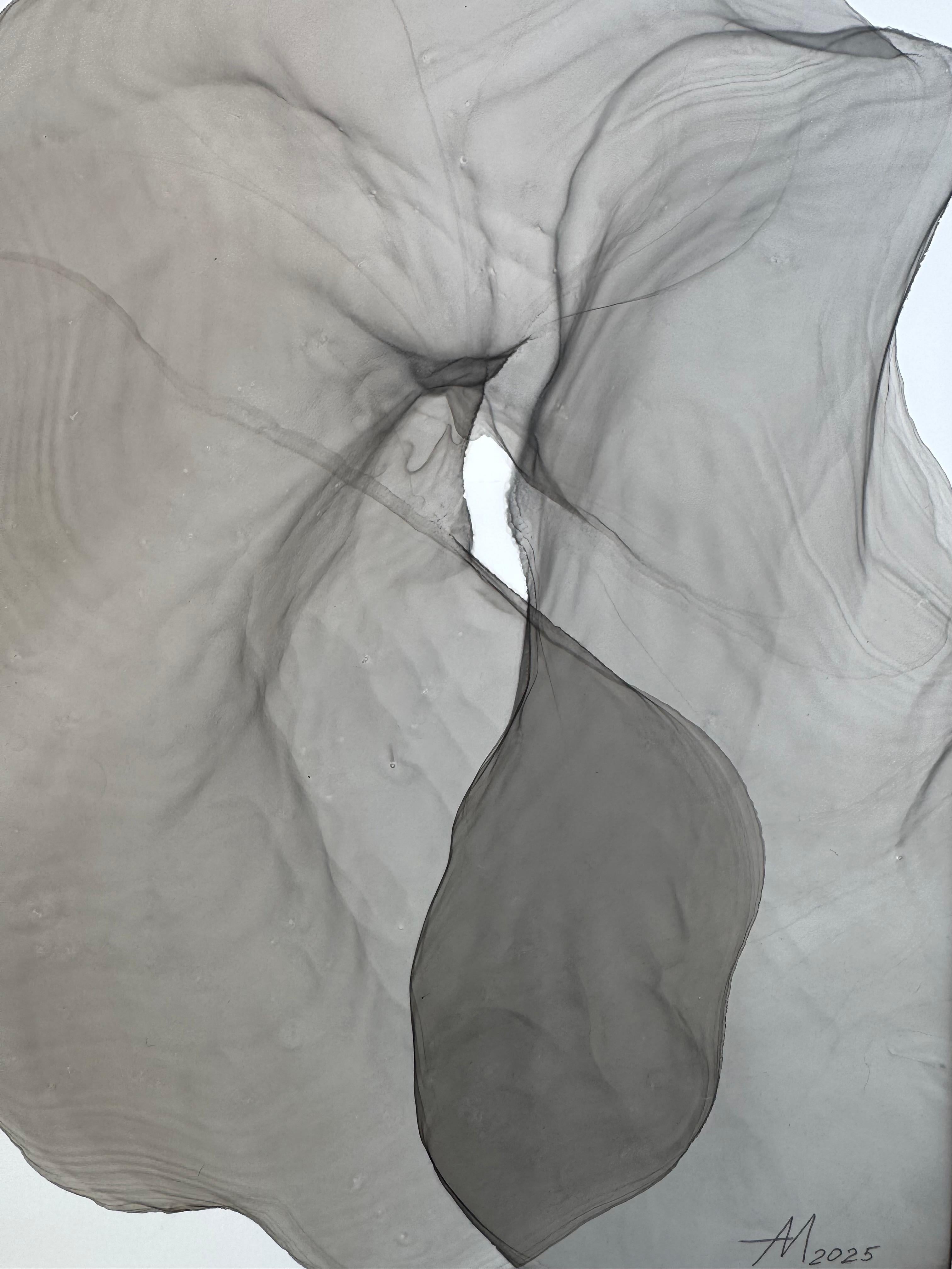 Sin título - pintura abstracta, realizada en negro, color gris, 2025 - Art de Mila Akopova