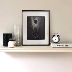 Eclipse - line drawing woman figure with planet