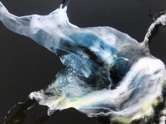 Stream - arte d'astrazione, realizzata in blu, nero, bianco, grigio, giallo e turchese