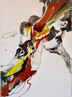 Untitled - abstract painting in red orange yellow white black 