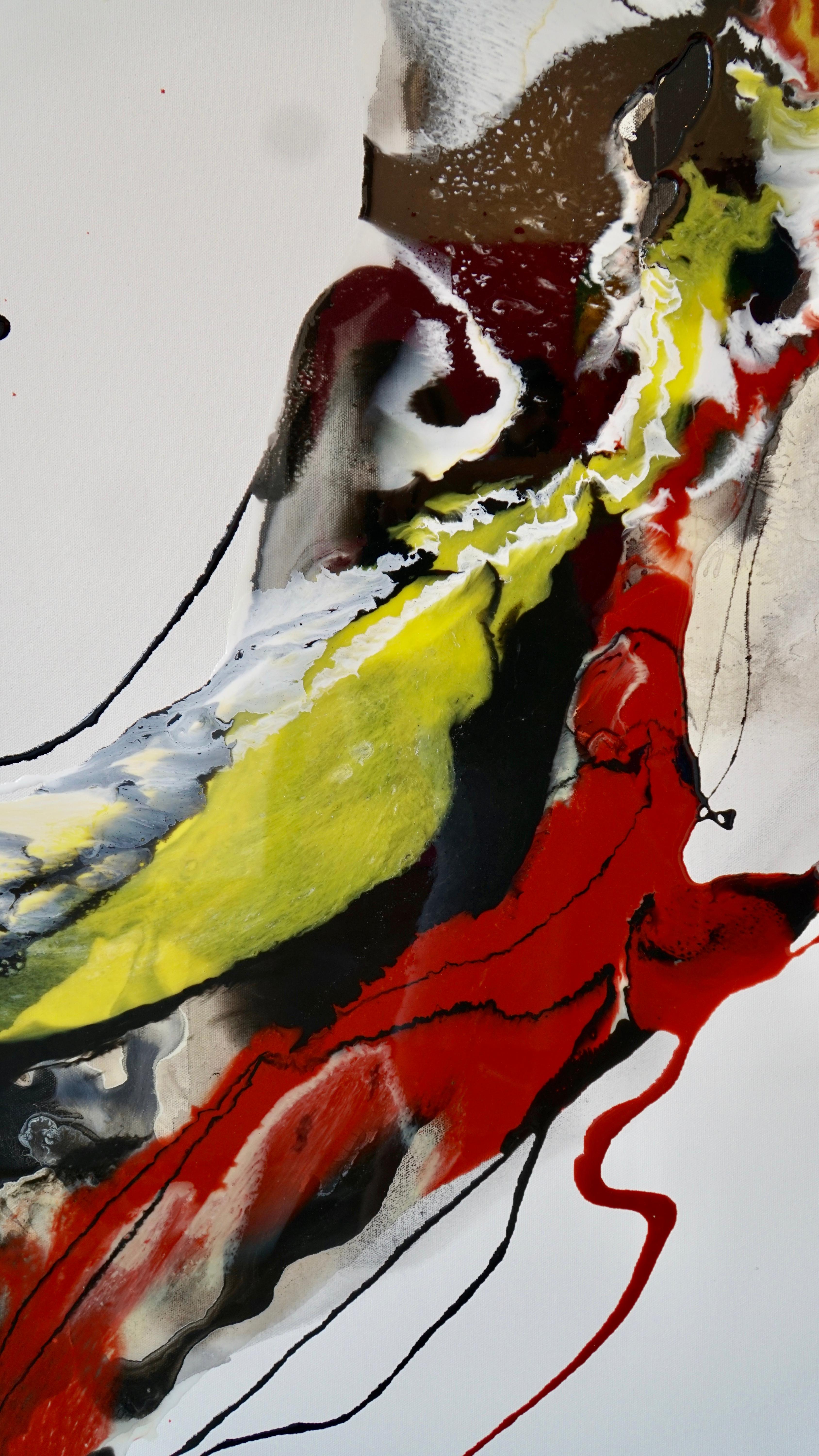 Cuadros de interiorismo. Arte de abstracción, realizado en rojo, naranja, amarillo, negro, blanco y gris. Se puede colocar en modo horizontal o vertical.

Lena Chernyavskaya / LENA CHER
Nació en 1986. Vive y trabaja en Moscú y Los