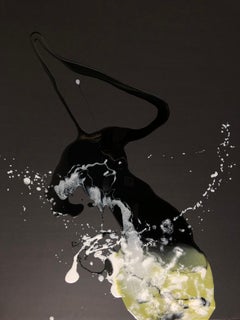 Embryo/Germ - abstraction art, made in black, white, yellow, and grey