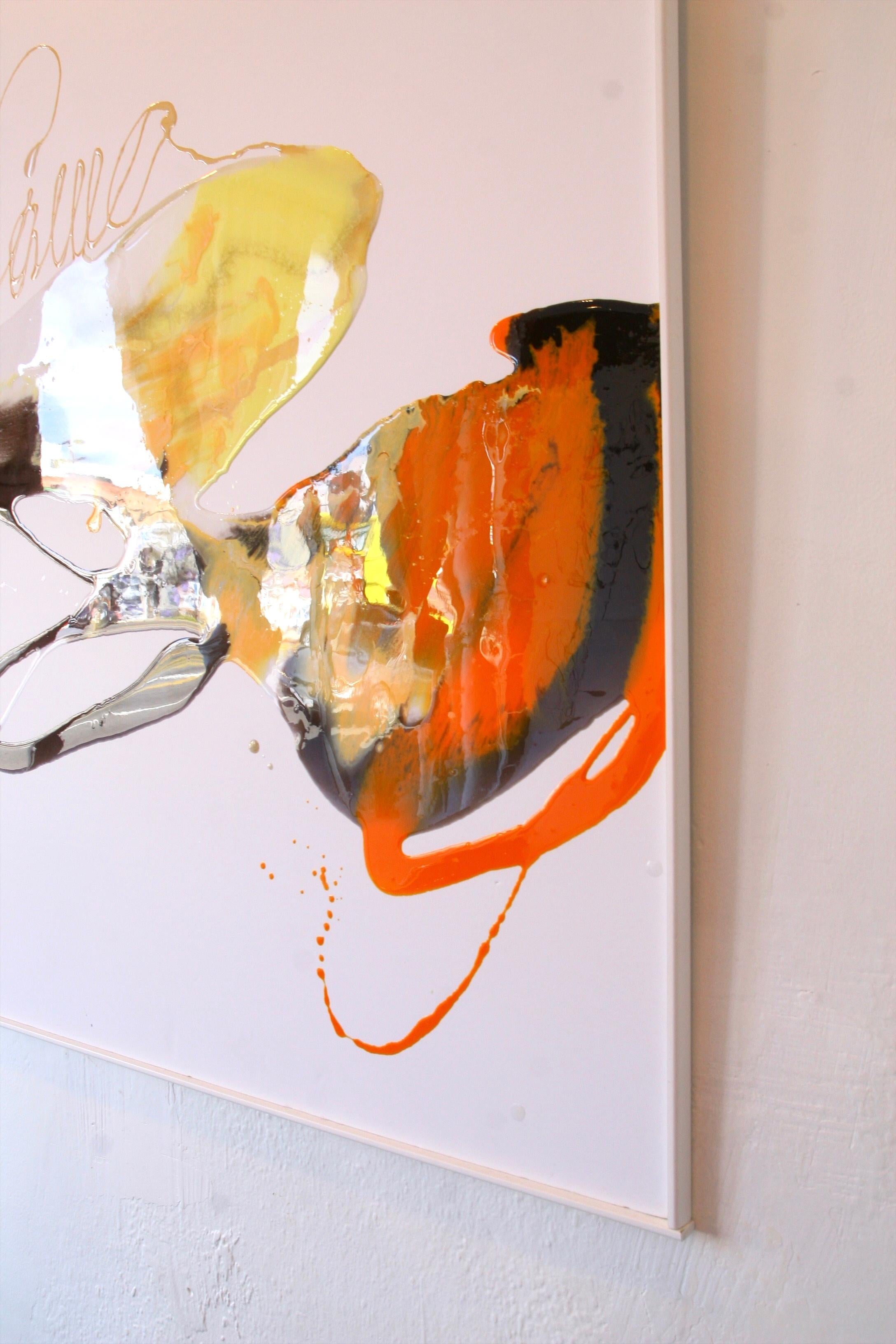 Komposition III Sasha - Abstrakte Kunst, in schwarz, orange, gelb und weiß gehalten (Abstrakter Expressionismus), Art, von Lena Cher
