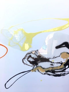 Composizione IV - arte dell'astrazione, realizzata in nero, arancione, giallo e bianco