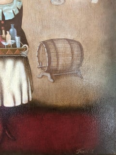 Liquor Saleswoman - made in brown, beige, wine-colored, claret