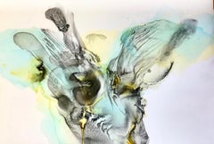 Hawaii Brain - dipinto astratto in blu turchese, giallo e nero