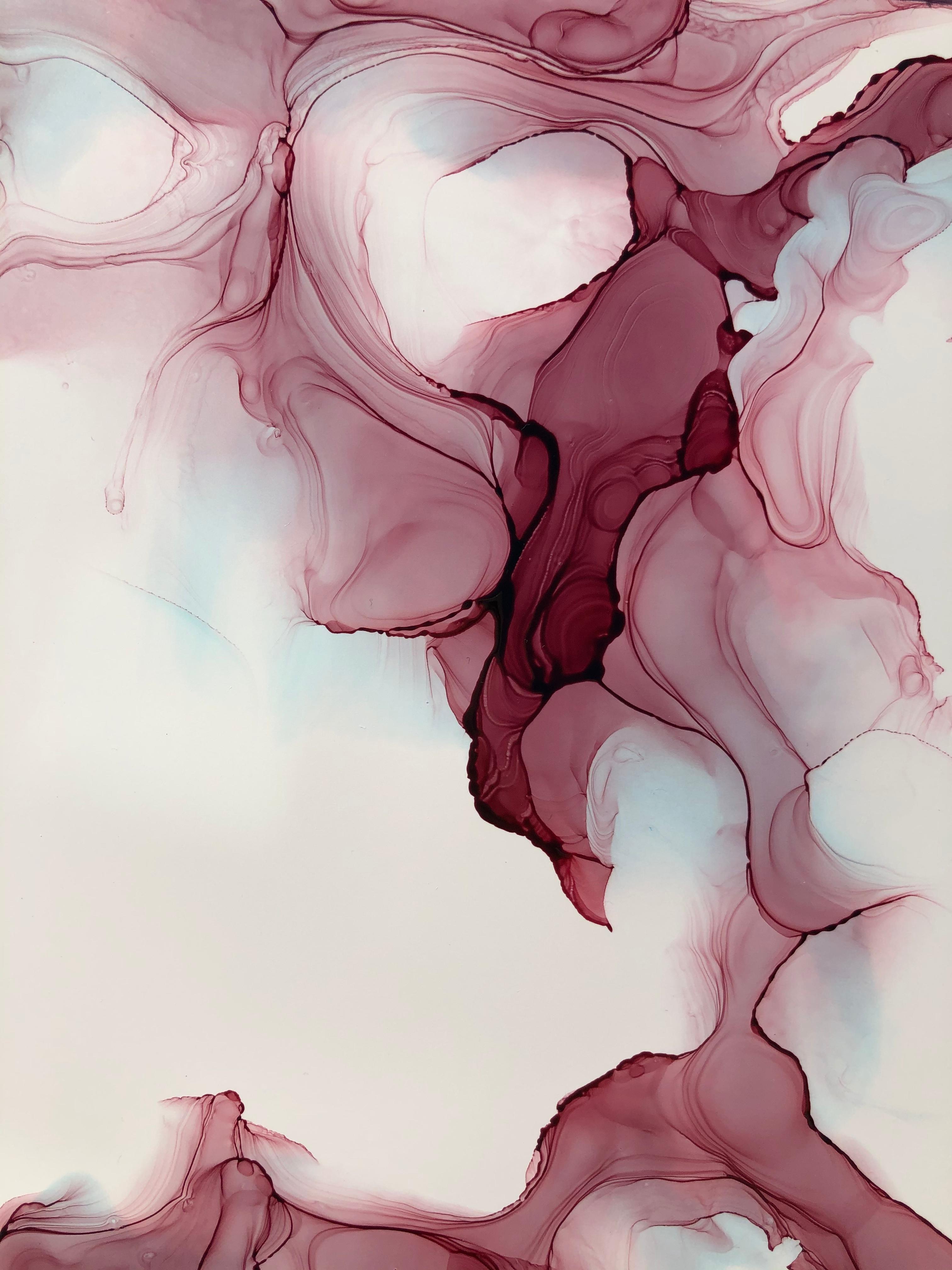 Line of fate-abstraction art, made in pale pink, light blue, rose colored 1
