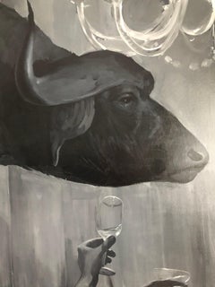 Abduction of Europe diptych-interior art made in grey, white and black color