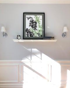 Seahorse-abstraction art, made in grey, black, green, olive color