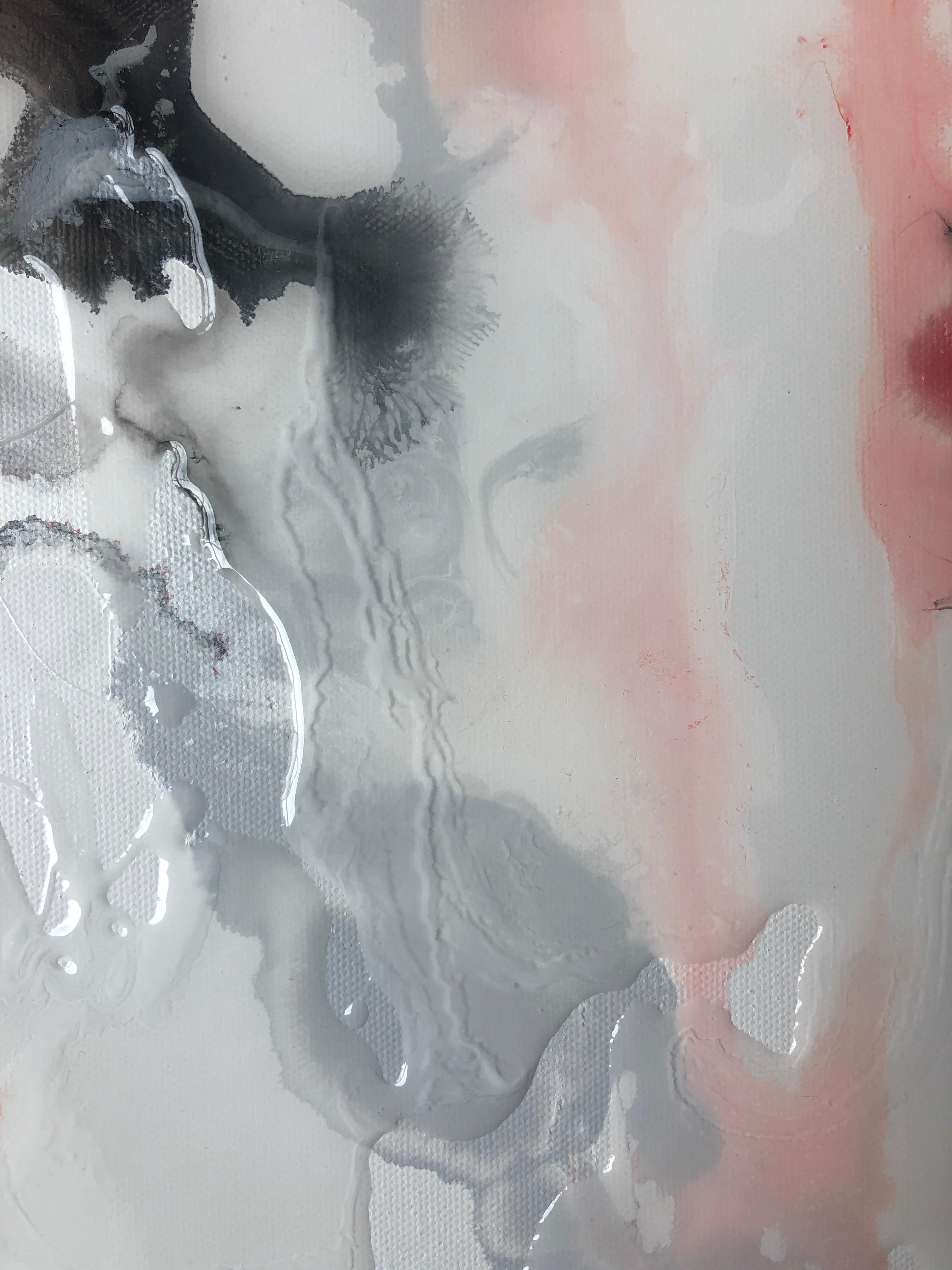 accidental Beauty-abstract, Gemälde in blassem Rosa, Schwarz, Grau, Weiß und Rosafarbe im Angebot 2
