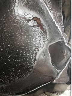 Luminescence-abstraction art, made in black, silver, grey, pale pink color