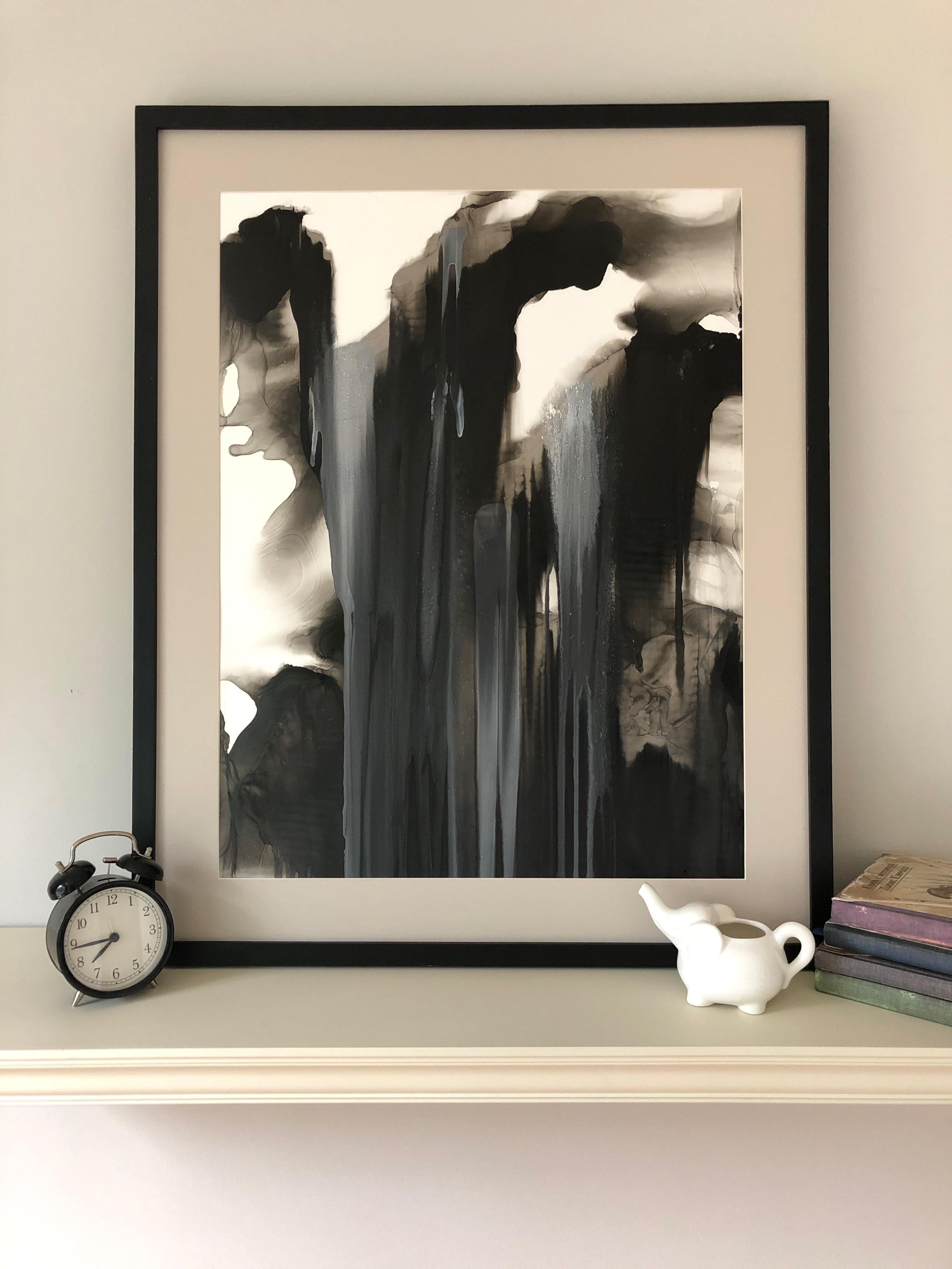 Untitled - abstraction art, made in beige, grey, black and white color - Art by Mila Akopova