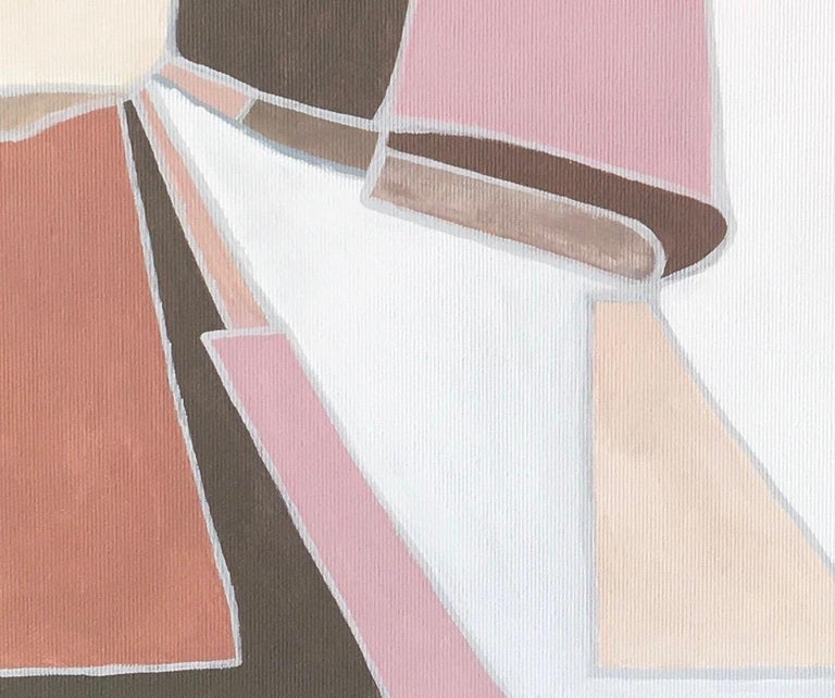 History secrets-abstraction art, made in pale pink, beige, grey, brown color - Abstract Painting by Galin R