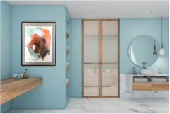 Untitled-abstraction art, made in orange, salmon red, turquoise, ice ocean