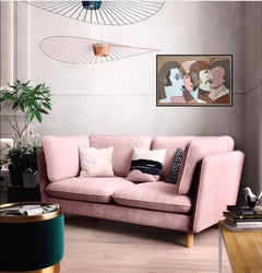 The Beatles - abstract painting, made in pink, brown, beige, grey, white color