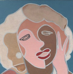 Marilyn Monroe (Gone with the wind) -abstract girl made in turquoise, blue, pink