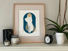 The Piramid of the Sun - line drawing figure with gold disk and stripes